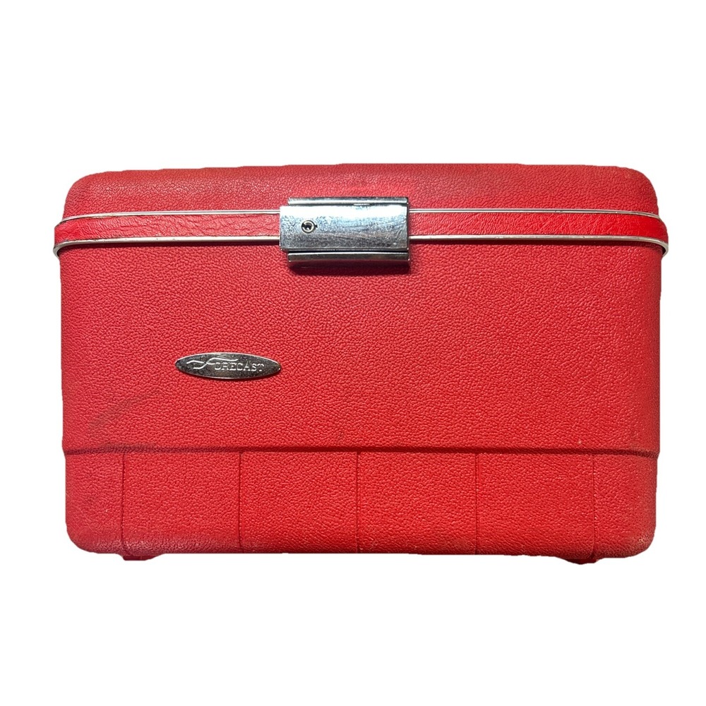 Vintage Red Forecast HARD SHELL TRAIN LUGGAGE Case No Key